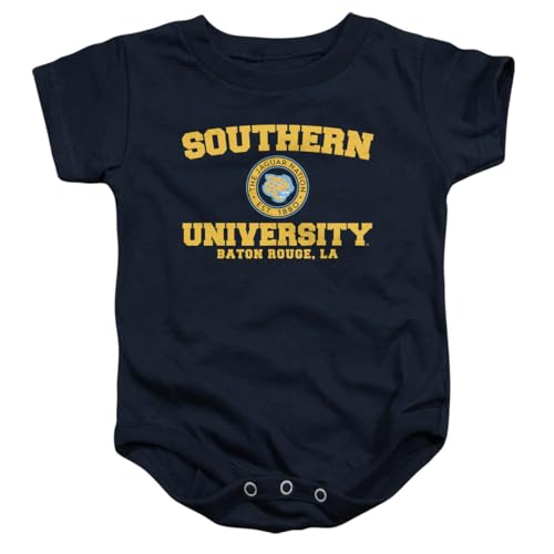 Southern University Official Circle Logo Unisex Infant Snap Suit for Baby,Navy, 6 Months