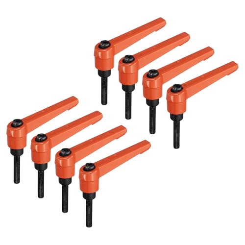 Image of uxcell 8pcs Lever Adjustable Handles M5 x 25mm Metric Male Thread, Level Clamping Handle Hand Stud Knobs Rotating Screw Handles Bolts with Locking Lever, Orange