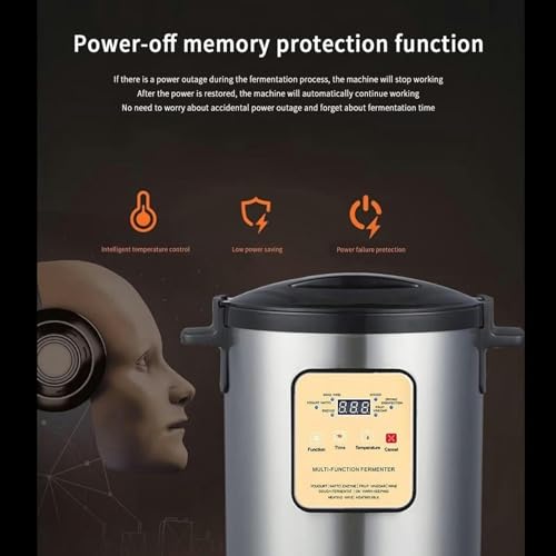 MOUNW Electric Yogurt Fermenter, 12L Automatic Commercial Fermentation Machine, Dough Fermentation Natto Rice Wine Fruit Enzyme Fermenter, Time and Temperature Control - Thumbnail 4