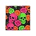 PKWKTKY Neon Rose Skull Glow in The Dark Fashion Silk Head Scarfs for Women and Men, Bandana Hair Wrap Headscarf Lightweight Neck Scarves 22 x 22 Inch