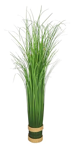 Künstlicher Grasbund mit weißen Blüten 50cm Grasarrangement Grasbusch Grasbüschel Deko Bündel Stehgras Kunstpflanze Kunstgras Grasbündel Grünpflanze Pflanze Ziergras Gräser Sträucher Solitärgras