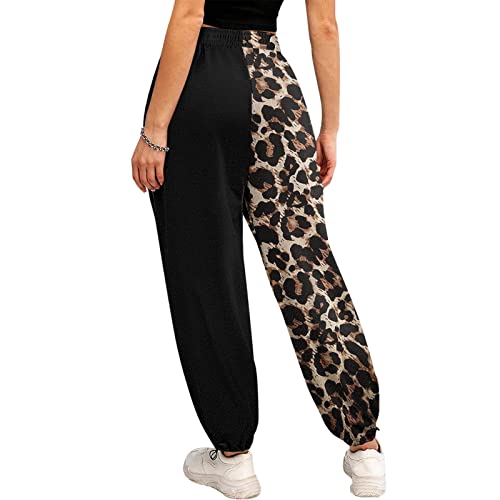 Calça de ioga feminina atlética com bolsos, estampada, ajuste na cintura, calça jogger, calça alta,