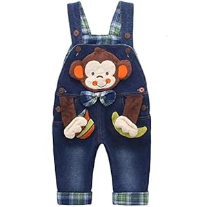 DEBAIJIA Baby Jungen Mädchen Denim Latzhose Kleinkind Hosenträger Jeans Overall AFFE mit Banane