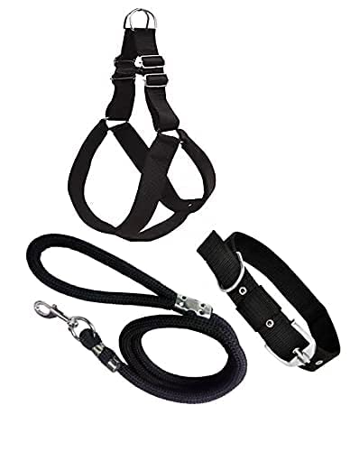 THE PAW SQUAD Combo Pack of Padded Chest Belt Breathable,Adjustable Neck Collar and Durable Rope for Your Pet Dogs for All Breeds (Large (1.25 inch), Black) (B0C33Z395N) Amazon Price History, Amazon Price Tracker