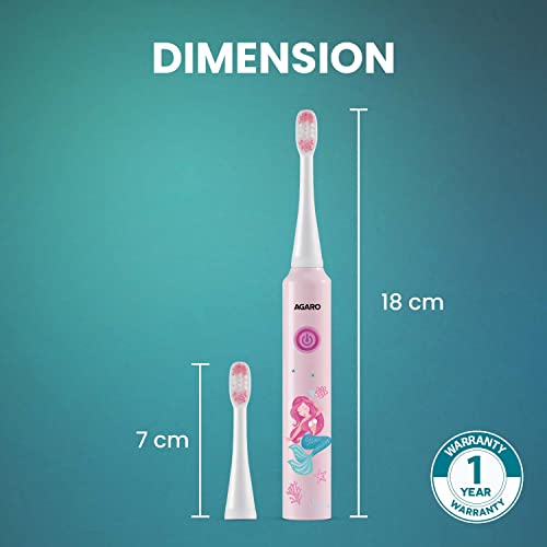 AGARO Rex Dlx Sonic AA Battery Electric Toothbrush For Kids With 6 Brushing Modes, 2 Interchangeable Brush Heads, Soft Nylon Bristles, Power... - Image 7