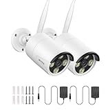 ANNKE WiFi Caméra de Sécurité 3MP Super HD 2 Caméras Bullet Sans Fil avec Enregistrement Audio de 15 pieds ,Imperméable IP66 Intérieur Extérieur Caméra avec Vision Nocturne Intelligente à LED IR