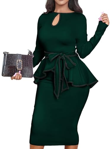 Image of Women's Bodycon Vintage Dresses Elegant Peplum Dresses for Women Business Work Office