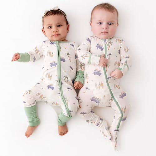 Image of Bamboo Little Soft Baby Footie Pajamas, Baby Clothes, Newborn Sleepers, 95% Viscose and 5% Spandex, 0-24 Months