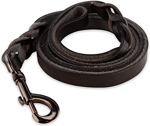 Guinzaglio per cani in pelle, intrecciato, 140 cm, colore: nero