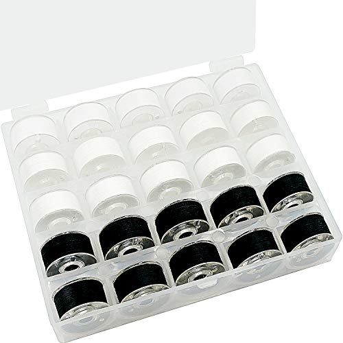 Image of New brothread 25pcs Size A SA156 Prewound Bobbin Thread -15White+10Black