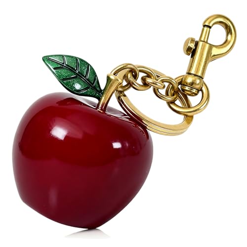 ZACAGO Women Bag Charm Purse Accessory with Cute Fruit Design Handbag Decoration and Key Chain Resin Gold Red Apple