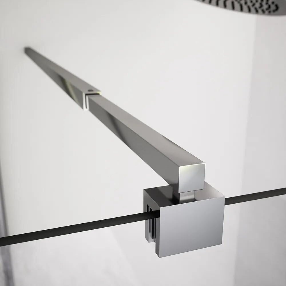 Box doccia 80x80cm con apertura saloon e parete fissa, profili cromati e vetro da 6mm trasparente h195 | Elba