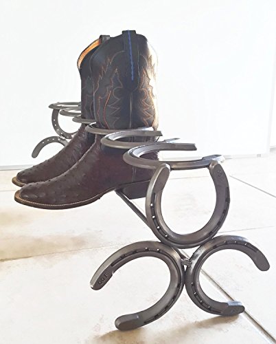 Rustic Horseshoe Boot Rack - 1 Pair, 2 Pairs, 3 Pairs, and 4