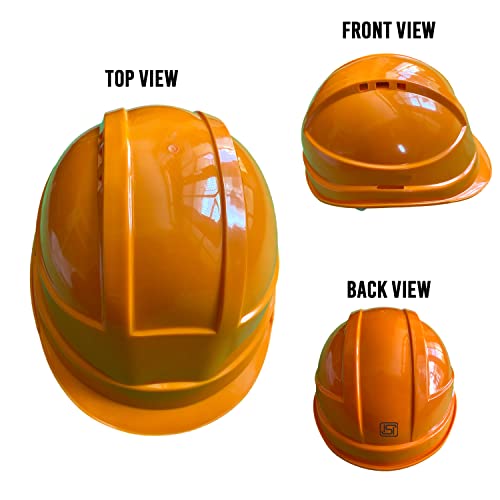 Image of LADWA Orange Heavy Duty Director Safety Helmet, ISI Marked Protective Head Helmet for Construction, Factory and Industrial Safety Applications (Pack of 5)