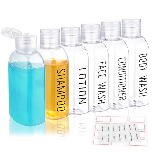 Travel-Bottles-for-Toiletries-6-PCS-34oz100ml-Travel-Size-Containers-Plastic-Lotion-Bottle-TSA-Approved-Leak-Proof-Squeeze-Bottles-with-Flip-Cap-for-Toiletries-Shampoo-Lotion-Clear Travel Bottles for Toiletries 6 PCS 3.4oz/100ml Travel Size Containers Plastic Lotion Bottle TSA Approved Leak Proof Squeeze Bottles with Flip Cap for Toiletries, Shampoo & Lotion (Clear) - Image 1