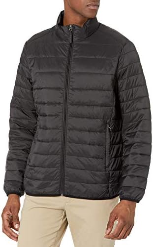 Amazon Essentials Men's Packable Lightweight Water-Resistant Puffer Jacket (Available in Big & Tall), Black, XX-Large