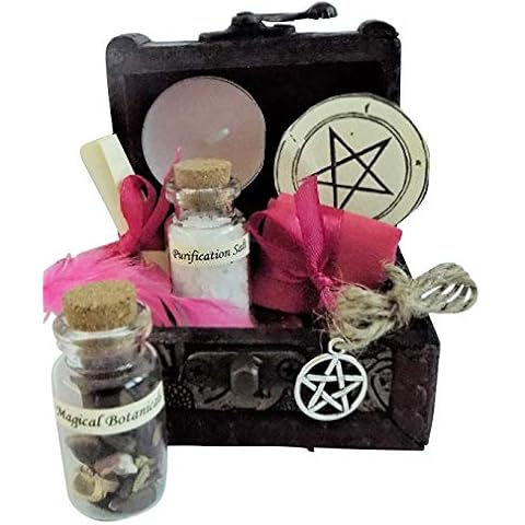 Love Spell Kit Chest Pagan Wicca Witch Contained in a Wooden Box Cover