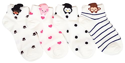 Image of Women Funny Animal Novelty Fashion Casual Cotton Ankle Socks (Baby Animal 4 Pairs)