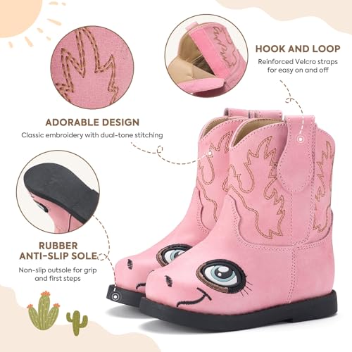Rollda Baby Cowboy Boots Toddler Cowgirl Boots Infant Western Boots Round Toe3
