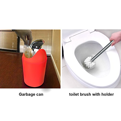 Bathroom Accessories Set, 6-Piece Plastic Gift Set, Toothbrush Holder, Toothbrush Cup, Soap Dispenser, Soap Dish, Toilet Brush Holder, Trash Can (RED) by DAWANGSOLI - Image 4