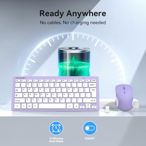 Image of TECKNET Wireless Keyboard and Mouse Combo, Mini Cordless Computer Keyboard and Mouse Set 2.4GHz, Silent Adjustable 1600 DPI, Quiet Click, Lag-Free for Computer, Laptop, PC, Windows, Mac, Chrome OS