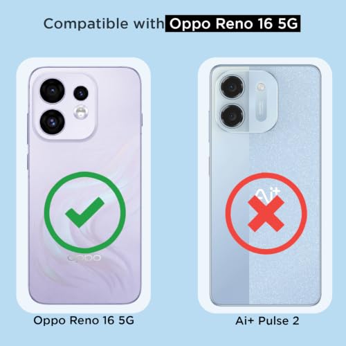 Image of Outlouders Back Cover for Oppo Reno 16 5G | Magnetic-Safe | Transparent PC + TPU | Magnetic Support | Shockproof Protection Bumper Case (Transparent)