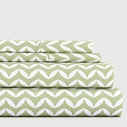 Linen Market 4 Piece Queen Bedding Sheet Set (Sage Chevron) - Sleep Better Than Ever with These Ultra-Soft & Cooling Bed Sheets for Your Queen Size Bed - Deep Pocket Fits 16" Mattress