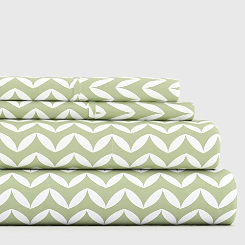 Linen Market 4 Piece Queen Bedding Sheet Set (Sage Chevron) - Sleep Better Than Ever With These Ultra-Soft & Cooling Bed Sheets For Your Queen Size Bed - Deep Pocket Fits 16" Mattress #TOP11