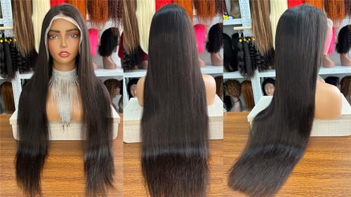 Lace wig 13x4 HD straight 10A cheveux humains 180 density noirs pour femme