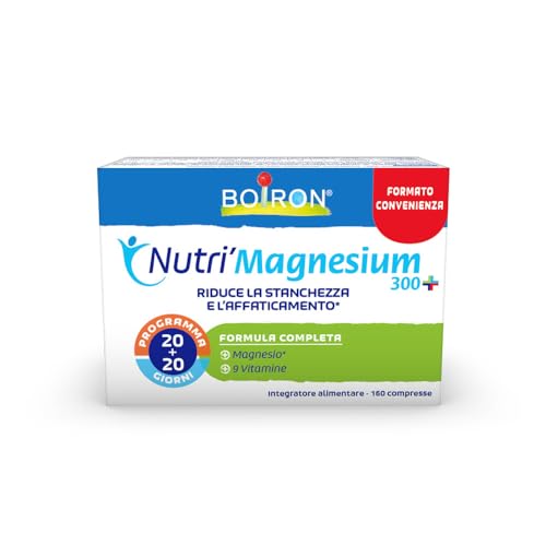 Integratore magnesio e selenio - Vitamine b1, b2, b5, b6, b8, b9 b12 E e PP – Il magnesio contribuisce a ridurre stanchezza e affaticamento - 160 compresse da 500 mg - Boiron Magnesium 300+