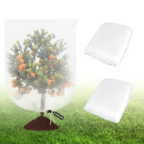 SUPAWAY Lot de 2 Filets de Protection des Plantes 1,8 x 1,8 m, Filet Anti-Insectes pour Arbres Fruitier et Jardin, Réutilisable avec Maille Fine et Cordon de Serrage, Filet Anti-Oiseaux pour Potager