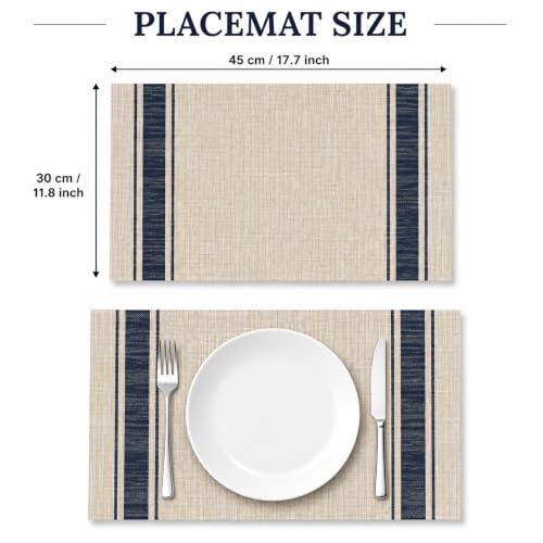 Image of OXSAM Placemats, Heat Insulation Non-Slip Vinyl mats, Stain-Resistant Tablemats for Home and cafe Dining Table Decor (Cream, Pack of 8)
