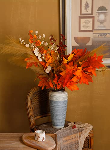 Misspin 9Pcs Fall Decor Artificial Flowers Orchid Maple Leaves Stems Set Fall Stems Faux Reed Maple Leaves For Wedding Bouquet Table Centerpieces Autumn Thanksgiving Decor Autumn #TOP6