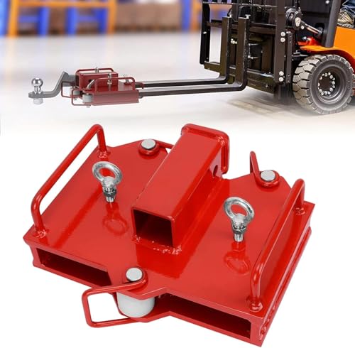 YITAMOTOR 2 Forklift Trailer Hitch Receiver for Dual Pallet Forks 6500lbs Towing Capacity Forklift Tow Hitch Attachment Adapter for 2 Class III & IV Inserts
