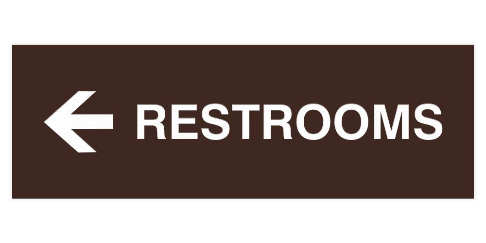 Signs ByLITA Basic Restrooms Left Arrow Directional Wall or Door Sign (Dark Brown) - Large (1 Pack)