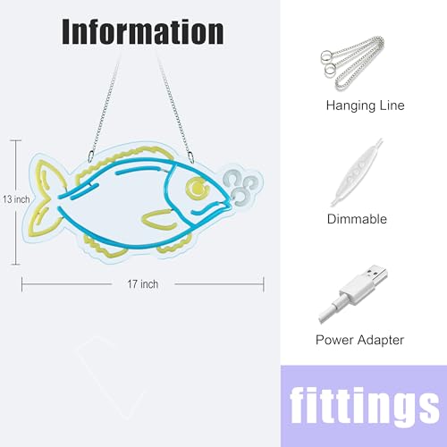 Image of Fish Neon Sign Night light for Bar Club Bedroom Hotel Pub Cafe Wedding Birthday Party Gifts