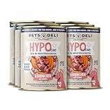 Pets Deli Hypo Care Hunde Nassfutter Kaninchen mit Kürbis & Leinöl, einzige tierische Proteinquelle, Sensible Verdauung, ohne Getreide & Zucker, 6x400g, Premium Qualität