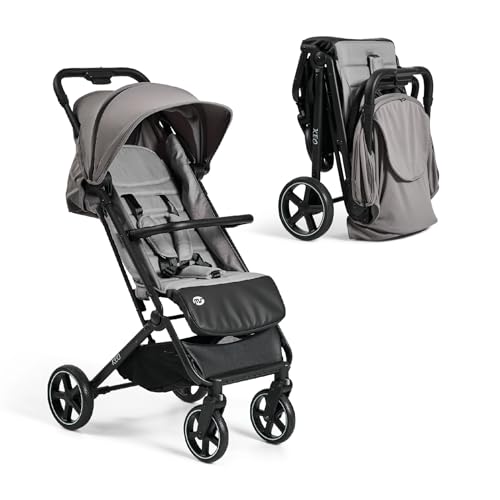 MS BabyWorld – Keo – Silla de paseo ligera hasta 22 kg | Capota extensible | Plegado tipo libro | Ultraligera y compacta | Ruedas grandes (Gris)