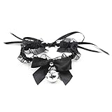 Faylay 2PCS Lace Cat Ears Headbands Lovely Headwear Girl Women Bell Necklace for Party (LC-BN)