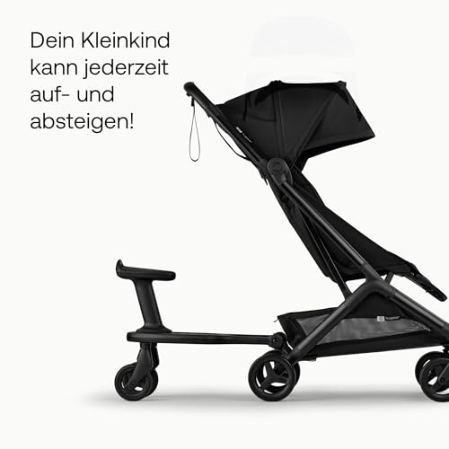 Bugaboo Komfort-Mitfahrbrett+ mit abnehmbarem Sitz – Mitfahrbrett für Kleinkinder, mit Sitz- oder Stehmöglichkeit, kompatibel mit Bugaboo Kinderwagen, zwei Räder für besonders sanfte Fahrten