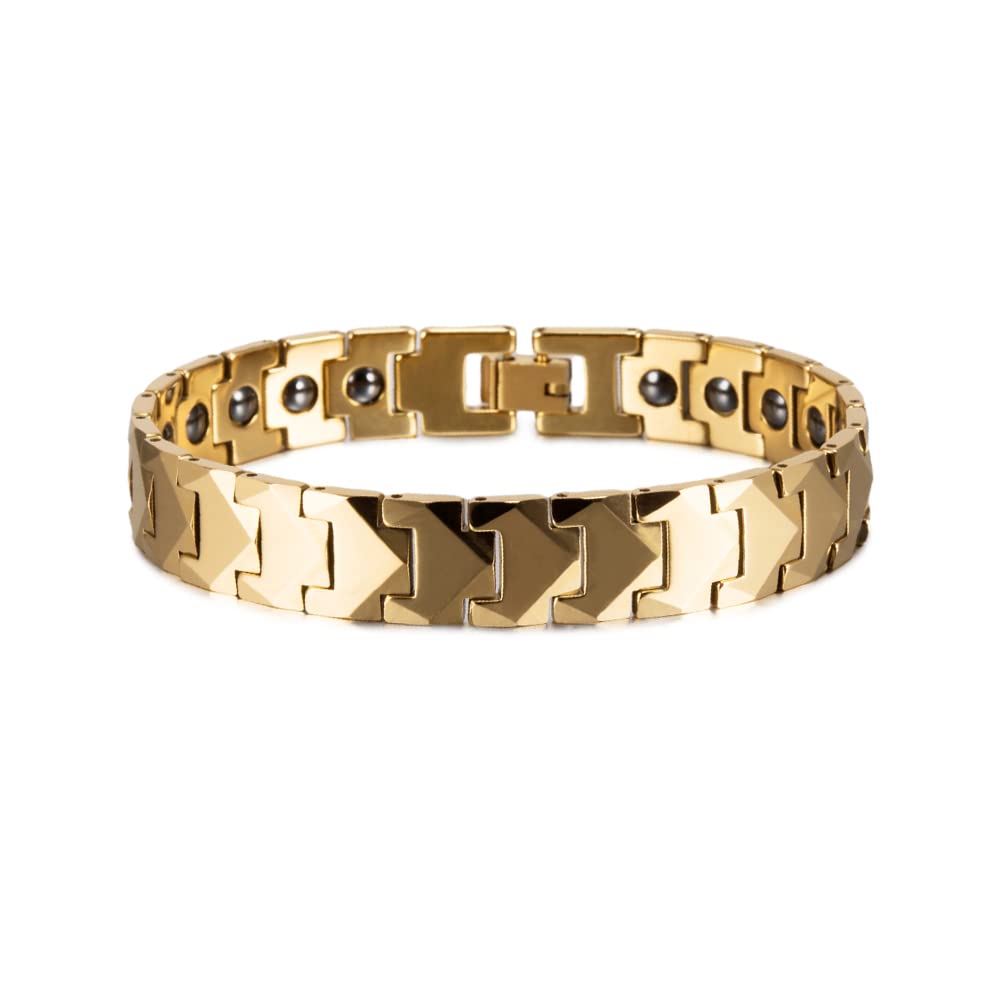YSJNGF Charm-Armband Homme Goldkette Energie Hämatit-Armband Männliches Armband für Männer 12mm Pfeil-Armband Magnetarmband Geschenkschmuck (Farbe: Gold)