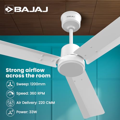 Image of Bajaj Classico Sleek 5S 1200MM(48) BLDC Ceiling Fan with Remote|BEE 5 Star Rated Energy Efficient|Saves upto 57% on electricity bills|Sleek Compact Design|High Air Delivery|2Yr Warranty|Base White