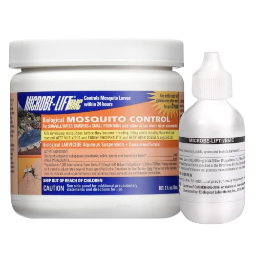 MICROBE-LIFT BMC Biological Mosquito Control Liquid Treatment for Medium-Sized Decorative Water Gardens Up to 2 000 Gallons Fountains and Ponds 2 Fluid Ounces
