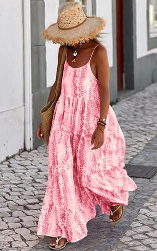 Image of PRETTYGARDEN Women Summer Dresses 2026 Spaghetti Strap Scoop Neck Floral Maxi Dress Flowy Boho Long Sundress with Pockets