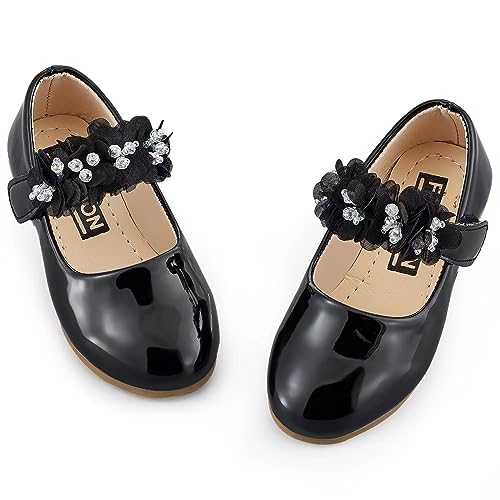 Image of Toddler Girls Mary Jane Dress Shoes Little Kids Ballet Flats Bowkont Flower Wedding Party School Princess Shoes