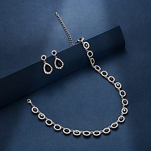 WOWORAMA-Crystal-Bridal-Jewelry-Set-Statement-Choker-Necklace-Teardrop-Dangle-Earrings-Set-Rhinestone-Wedding-Jewelry-Set-for-Women-Bride-Bridesmaid-Jewelry-Party-Prom-Jewelry-Set