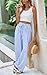 PRETTYGARDEN Floral Print Wide Leg Pants Woman with Pockets High Waist Drawstring Loose Casual Palazzo Lounge Pants Women (Striped Blue, Medium)