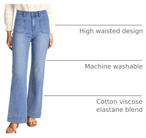 Image of Astylish Women's Wide Leg Jeans High Waisted Denim Pants
