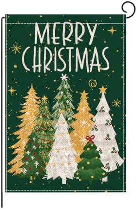 wyooxoo Christmas Garden Flag 12x18 Inch Double Sided Outside Christmas Decoration Snowman Xmas Outdoor Flag Farmhouse Seasonal Holiday Yard Flag (Green)