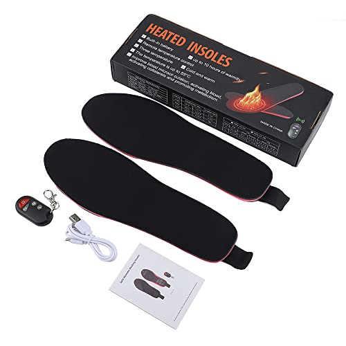 Electric Heating Insole, 3-Speed Temperature Usb Insole Foot Warmers Rechargeable Battery Remote Control Heating Insole Heated Insoles Can Be Cut Insoles For Winter Hunting Hiking (41-46Yards) #TOP6